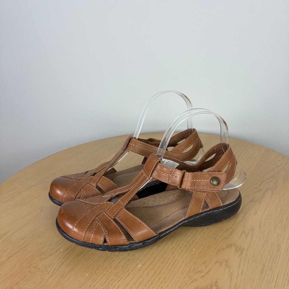 Rockport Cobb Hill Womens Tan Leather Fisherman Sandals Mary Jane Women's 6.5 - Picture 4 of 7